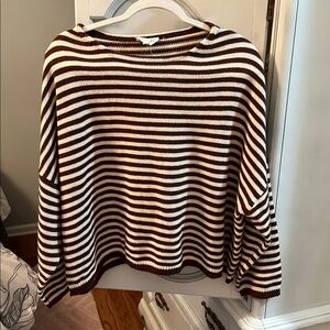Striped Brown and White Women's Sweater